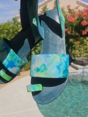 Free People Teal Green Strappy Sling Sandals